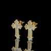 Elegant Cross Earrings Made In 10KT Gold / 14KT Gold Embellished With Shinny Moissanite Diamonds As A Gift To Women's On Special Occasions