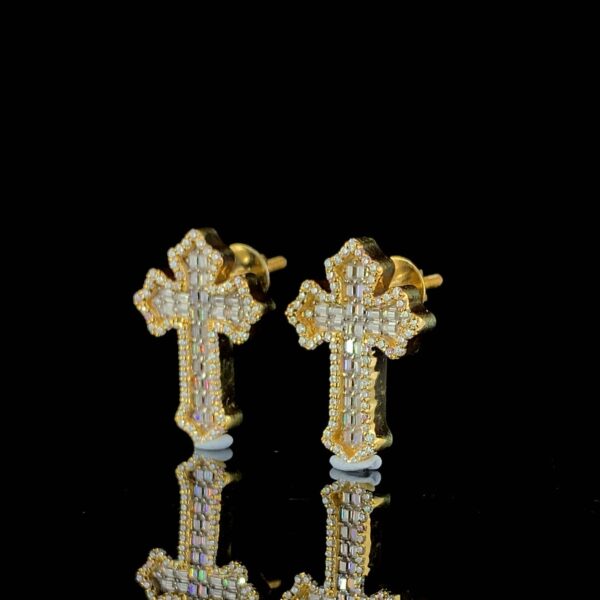 Elegant Cross Earrings Made In 10KT Gold / 14KT Gold Embellished With Shinny Moissanite Diamonds As A Gift To Women's On Special Occasions