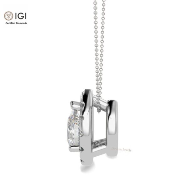 Pear Shape Solitaire Pendant For Women's in 18KT Gold Studded With VVS Lab Grown Certified Diamond With Chain, Delicate Pendant, Custom Gift