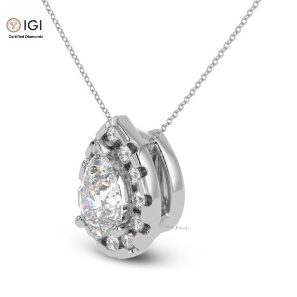 Pear Shape Solitaire Pendant For Women's in 18KT Gold Studded With VVS Lab Grown Certified Diamond With Chain, Delicate Pendant, Custom Gift
