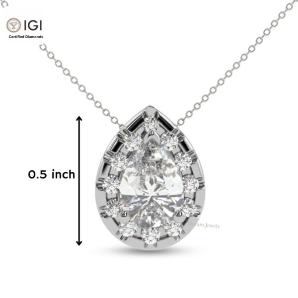 Pear Shape Solitaire Pendant For Women's in 18KT Gold Studded With VVS Lab Grown Certified Diamond With Chain, Delicate Pendant, Custom Gift