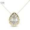 Pear Shape Solitaire Pendant For Women's in 18KT Gold Studded With VVS Lab Grown Certified Diamond With Chain, Delicate Pendant, Custom Gift