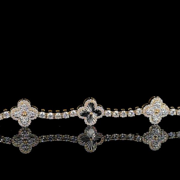 Elegant Flower Bracelet Made In 10 / 14 KT Gold Embellished With VVS Moissanite Diamond For Anniversary And Birthday Gift To Special One