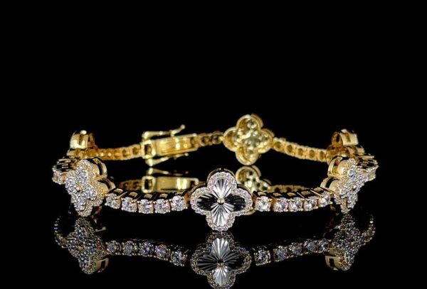 Elegant Flower Bracelet Made In 10 / 14 KT Gold Embellished With VVS Moissanite Diamond For Anniversary And Birthday Gift To Special One