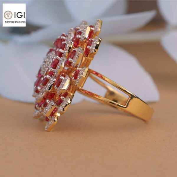 Flower Shape Ring Made in 18kt Gold Studded With VVS Lab Grown Diamonds, Gift for her, Big Jewelry, Giant Ring, Birthday/Anniversary Gift