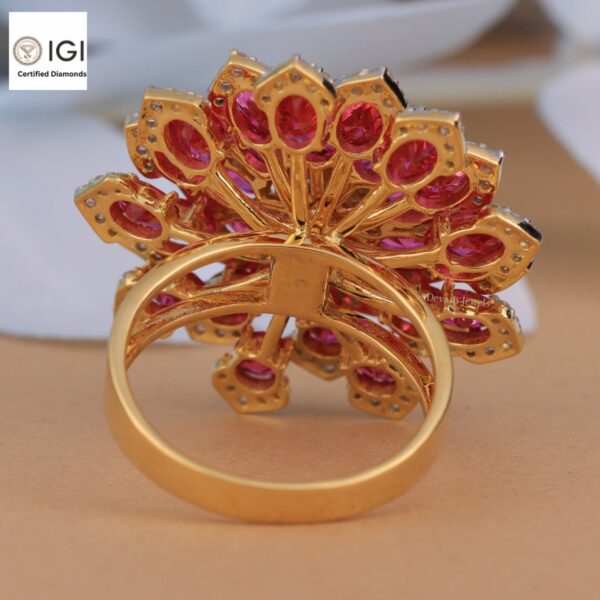 Flower Shape Ring Made in 18kt Gold Studded With VVS Lab Grown Diamonds, Gift for her, Big Jewelry, Giant Ring, Birthday/Anniversary Gift
