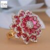 Flower Shape Ring Made in 18kt Gold Studded With VVS Lab Grown Diamonds, Gift for her, Big Jewelry, Giant Ring, Birthday/Anniversary Gift