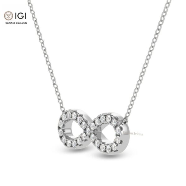 Infinity Loop Symbol Delicate Pendant For Women's in 18KT Gold Studded With VVS Lab Grown Certified Diamond With Chain, Custom Pendant, Gift