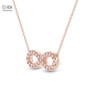 Infinity Loop Symbol Delicate Pendant For Women's in 18KT Gold Studded With VVS Lab Grown Certified Diamond With Chain, Custom Pendant, Gift