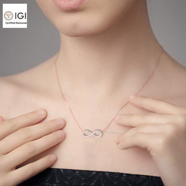 Infinity Loop Symbol Delicate Pendant For Women's in 18KT Gold Studded With VVS Lab Grown Certified Diamond With Chain, Custom Pendant, Gift