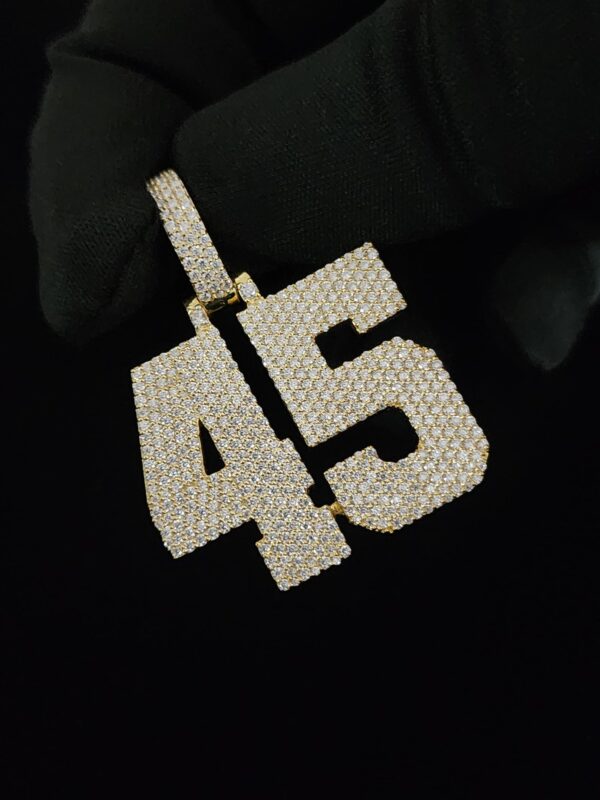 Personalized Number Pendant 1" Inch Long Made In 10KT Gold /14 KT Gold Embellished With Shiny Moissanite Diamonds As A Lucky Number Gift