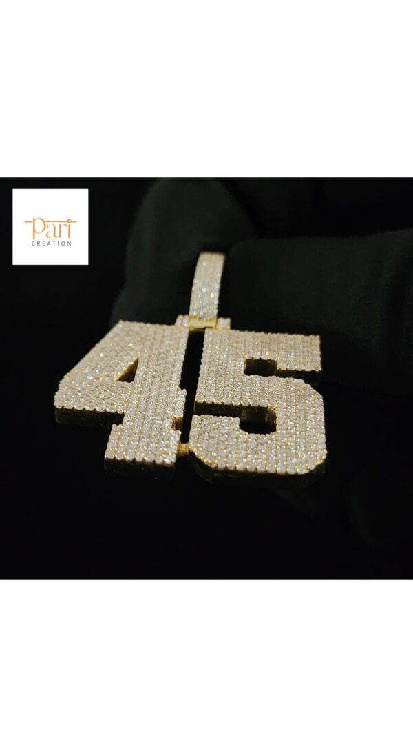 Personalized Number Pendant 1" Inch Long Made In 10KT Gold /14 KT Gold Embellished With Shiny Moissanite Diamonds As A Lucky Number Gift