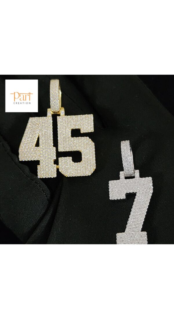 Personalized Number Pendant 1" Inch Long Made In 10KT Gold /14 KT Gold Embellished With Shiny Moissanite Diamonds As A Lucky Number Gift