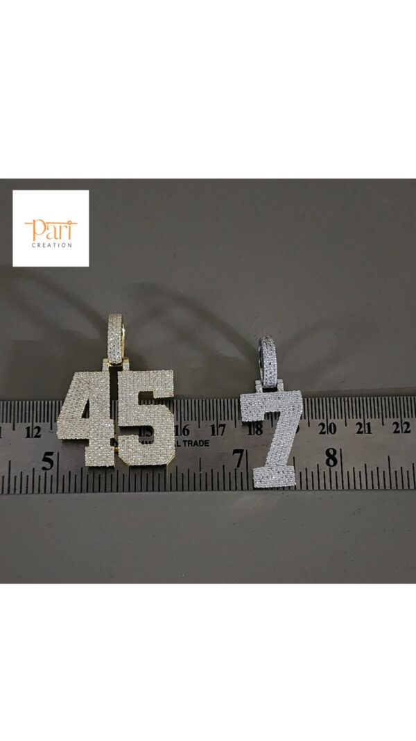 Personalized Number Pendant 1" Inch Long Made In 10KT Gold /14 KT Gold Embellished With Shiny Moissanite Diamonds As A Lucky Number Gift