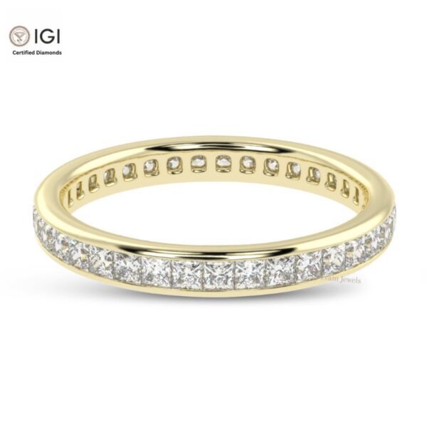 Eternity Band Ring with Princess Cut VVS Quality Certified Lab Diamonds in 18kt Gold, Engagement Ring, Custom Ring, Handmade Jewelry