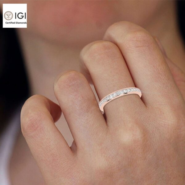 Eternity Band Ring with Princess Cut VVS Quality Certified Lab Diamonds in 18kt Gold, Engagement Ring, Custom Ring, Handmade Jewelry