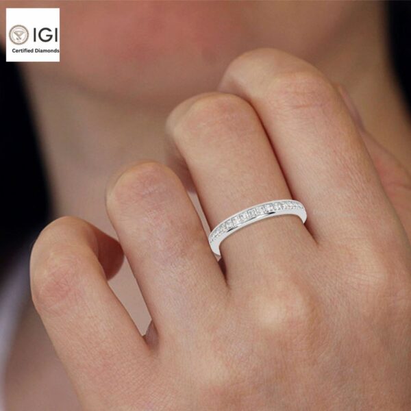 Eternity Band Ring with Princess Cut VVS Quality Certified Lab Diamonds in 18kt Gold, Engagement Ring, Custom Ring, Handmade Jewelry