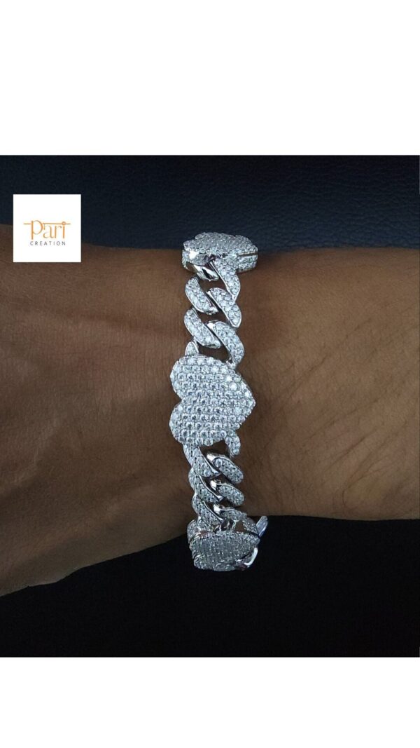 Iced Out Heart Cuban Link Bracelet Made in 925Sterling Silver Studded with Moissanite Stone To The Special One For Anniversary/Birthday Gift