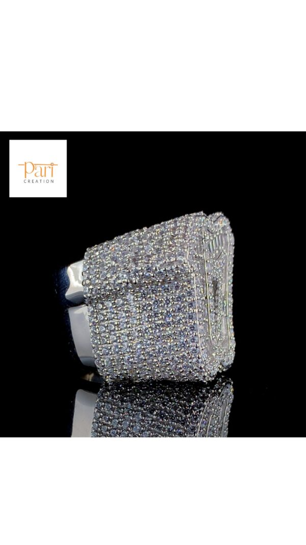 Luxury Iced Out Custom Number Ring Made In 925 Sterling Silver Studded With Shinny Moissanite Diamond For Birthday And Anniversary Gift