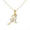 Initial Letter Pendant From A To Z Made In 18/4/10 KT Gold Studded With Lab Certified Diamonds With Chain For Birthday And Anniversary Gift