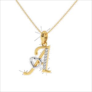Initial Letter Pendant From A To Z Made In 18/4/10 KT Gold Studded With Lab Certified Diamonds With Chain For Birthday And Anniversary Gift