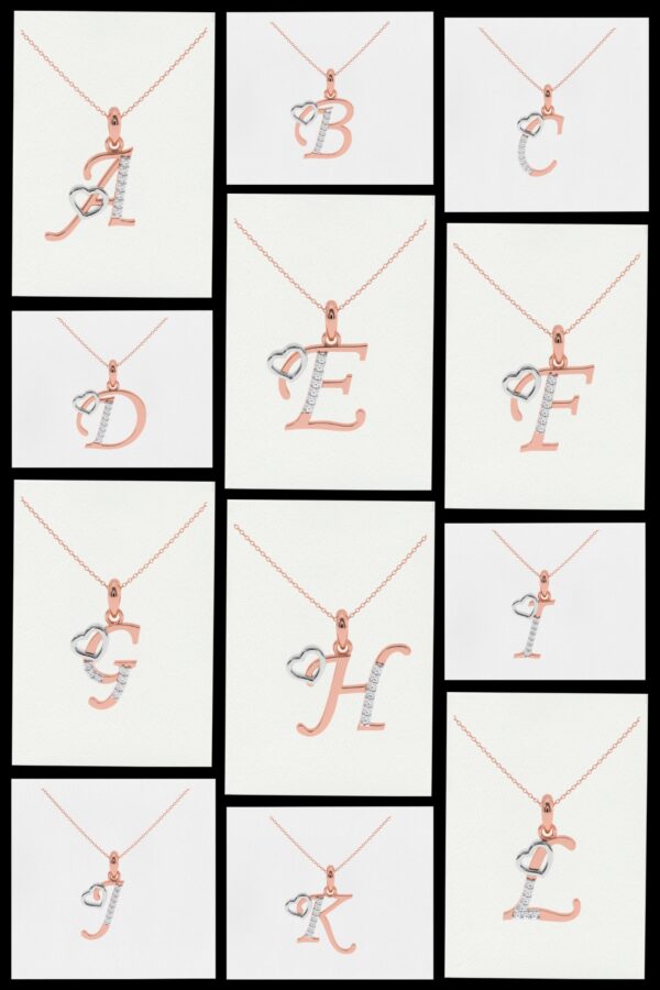 Initial Letter Pendant From A To Z Made In 18/4/10 KT Gold Studded With Lab Certified Diamonds With Chain For Birthday And Anniversary Gift