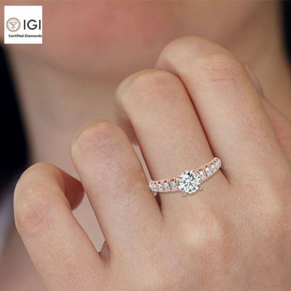 Elegant Engagement Wedding Solitaire Women's Ring Made in 18kt Gold Studded With VVS Lab Grown Diamonds, Gift, Handmade Jewelry, Custom Ring
