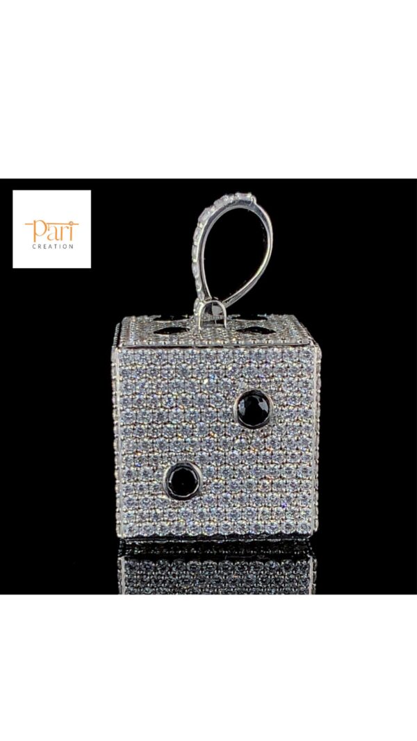 Luxury Iced-Out Dice Pendant – Black & White Diamond Hip-Hop Jewelry Made In 10 KT Embellished With Moissanite Diamond For The Birthday Gift