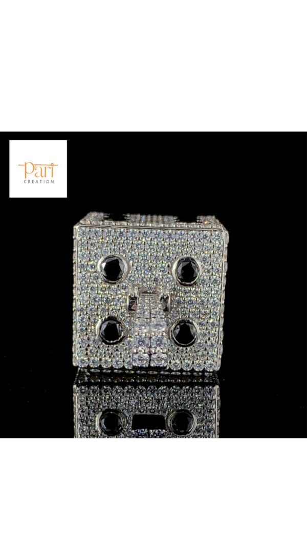 Luxury Iced-Out Dice Pendant – Black & White Diamond Hip-Hop Jewelry Made In 10 KT Embellished With Moissanite Diamond For The Birthday Gift