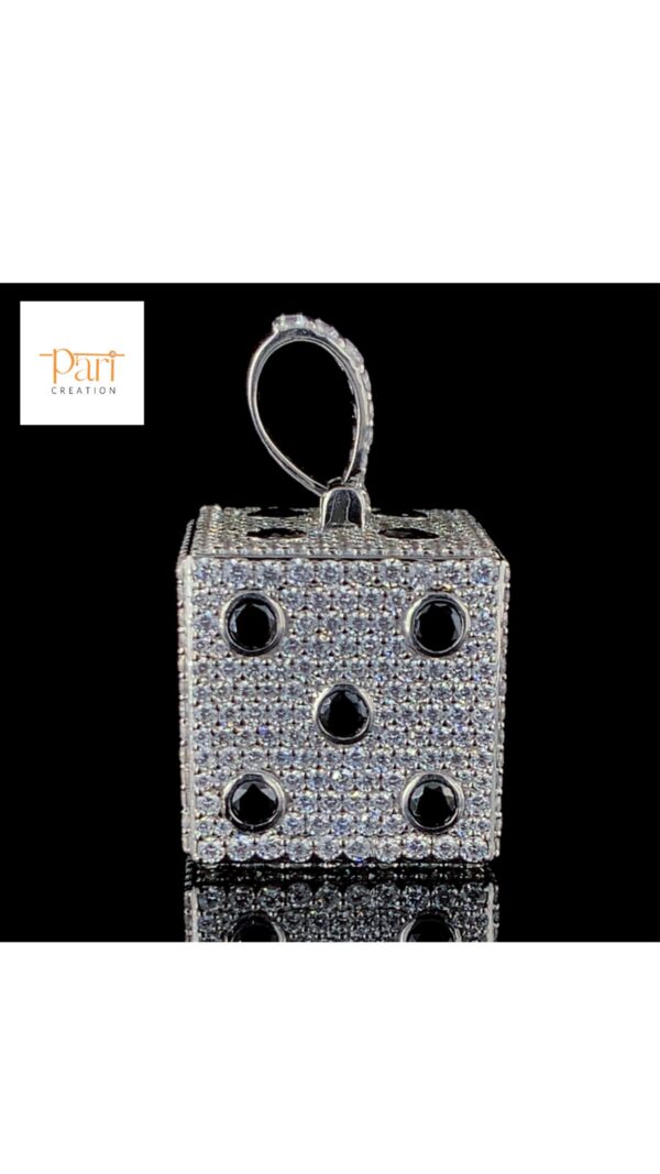 Luxury Iced-Out Dice Pendant – Black & White Diamond Hip-Hop Jewelry Made In 10 KT Embellished With Moissanite Diamond For The Birthday Gift