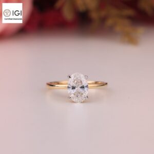 Oval Cut Solitaire Women's Ring in 18kt Gold Studded With VVS Lab Grown Diamond, Custom Engagement Wedding Ring, Certified Ring, Custom Gift