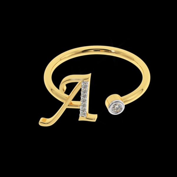 Initial Letter Ring From A To Z Made In 18/4/10 KT Gold Studded With Lab Certified Diamonds For Birthday And Anniversary Gift To Special One
