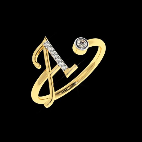 Initial Letter Ring From A To Z Made In 18/4/10 KT Gold Studded With Lab Certified Diamonds For Birthday And Anniversary Gift To Special One