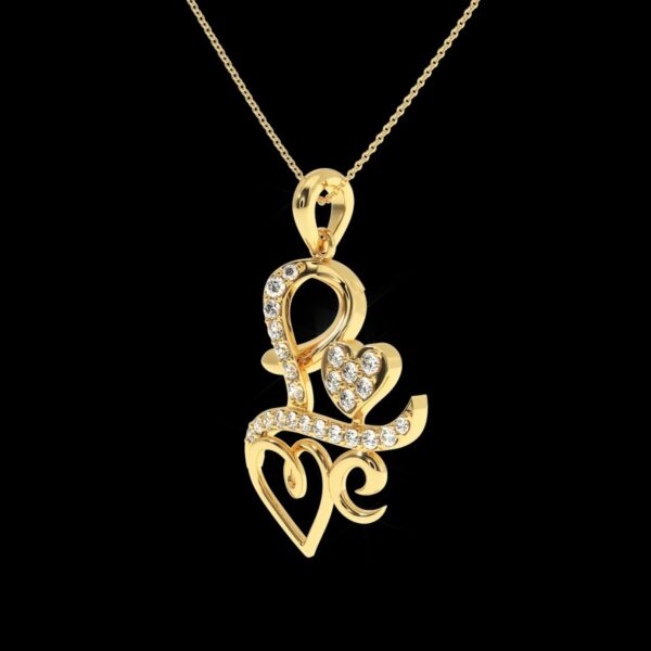 Love Style Pendant Made In 18/ 14/ 10/ KT Gold Embellished With Certified Lab Diamonds For The Birthday And Anniversary Gift To Special One