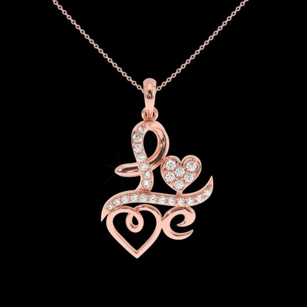 Love Style Pendant Made In 18/ 14/ 10/ KT Gold Embellished With Certified Lab Diamonds For The Birthday And Anniversary Gift To Special One