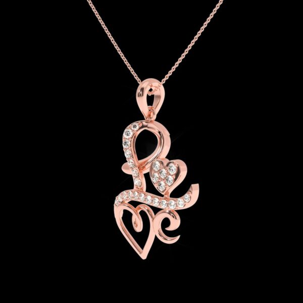 Love Style Pendant Made In 18/ 14/ 10/ KT Gold Embellished With Certified Lab Diamonds For The Birthday And Anniversary Gift To Special One