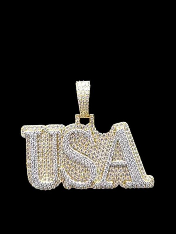 Iced Out letter Customized Pendant of 1" high 2" wide Made in 925 Sterling Silver Embellished With Moissanite Diamonds For Memorial Gift