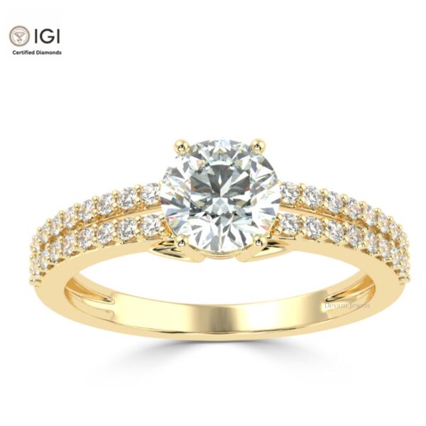 Trendy Engagement Wedding Solitaire Women's Ring Made in 18kt Gold Studded With VVS Lab Grown Diamonds, Gift, Luxury Jewelry, Custom Ring