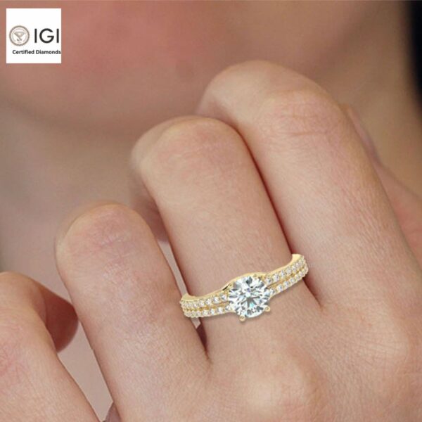 Trendy Engagement Wedding Solitaire Women's Ring Made in 18kt Gold Studded With VVS Lab Grown Diamonds, Gift, Luxury Jewelry, Custom Ring