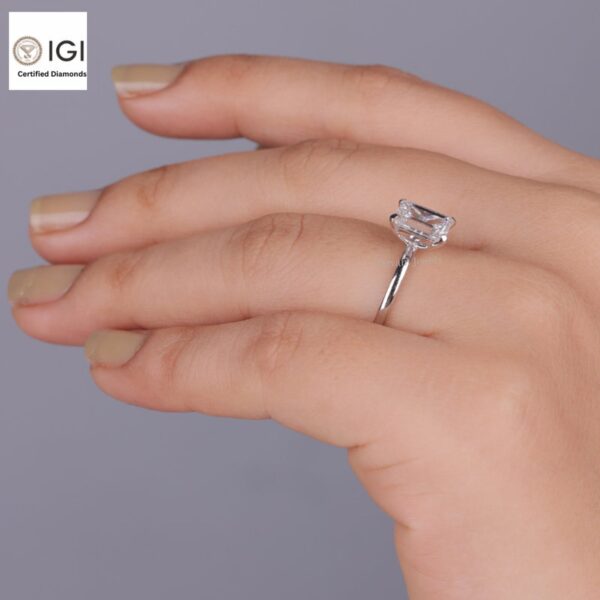 Emerald Cut Solitaire Women's Ring in 18kt Gold Studded With VVS Lab Grown Diamond, Custom Engagement Wedding Ring, Certified Ring, Gift