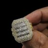 HipHop Style Fully Iced Out Ring Made In 925 Sterling Silver Embellished With Shinny VVS Moissanite Diamonds For Anniversary Gift