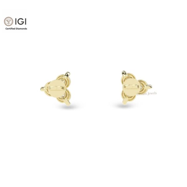 Three Stone Women's Screw Back Certified Earring in 18kt Gold Studded With VVS Lab Grown Diamond, Custom Earring, Trendy Jewelry, Gift, Sale