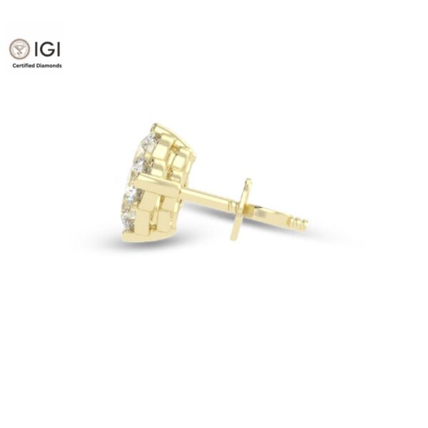Three Stone Women's Screw Back Certified Earring in 18kt Gold Studded With VVS Lab Grown Diamond, Custom Earring, Trendy Jewelry, Gift, Sale