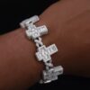 Infinity Link Bracelet 8" Long Made In 925 Sterling Silver Embellished With Shinny Moissanite Diamonds For The Anniversary And Birthday Gift