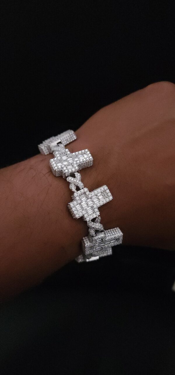 Infinity Link Bracelet 8" Long Made In 925 Sterling Silver Embellished With Shinny Moissanite Diamonds For The Anniversary And Birthday Gift