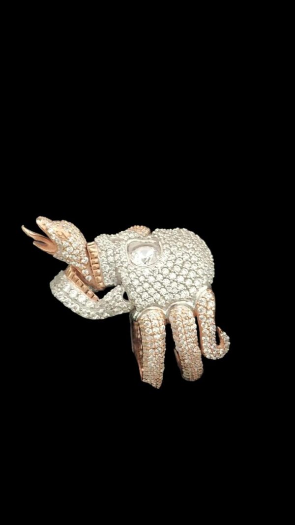 3D Skull Face Snake Ring Made in 925 Sterling Silver Studded with VVS Colorless Moissanite Stone, Unisex Ring, Hip Hop Ring, Unique Style