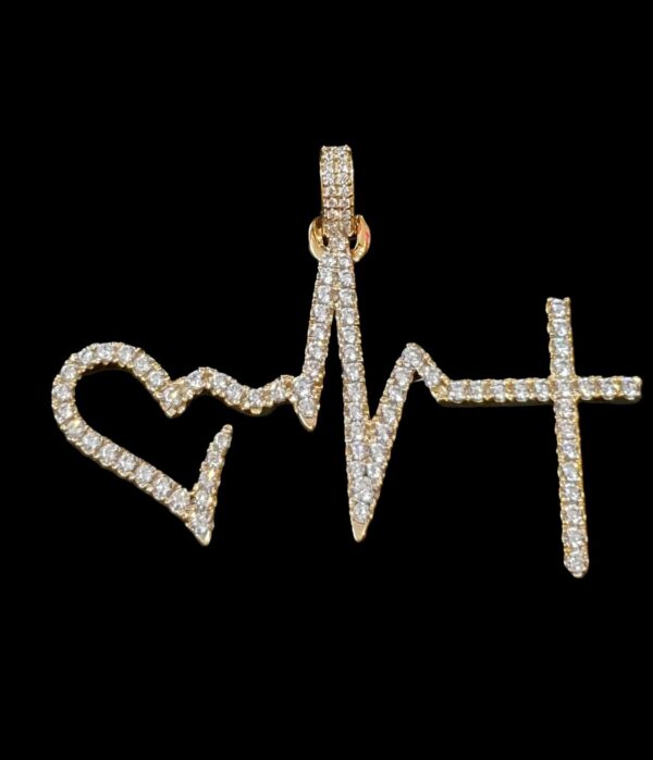 Love, Life & God Pendant Made in 10k Gold Studded with VVS Colorless Moissanite Stone, Designer Trendy Pendant Birthday / Anniversary Gift.