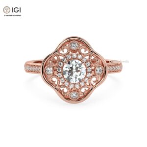 Antique Engagement Wedding Solitaire Women's Ring Made in 18kt Gold Studded With VVS Lab Grown Diamonds, Gift, Luxury Jewelry, Custom Ring