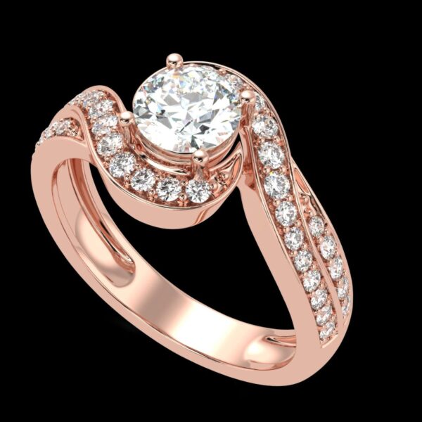 Spiral Style Diamond Ring Made In 18/14/10 KT Gold Embellished With Certified Lab Diamonds For Anniversary And Birthday Gift For Special One