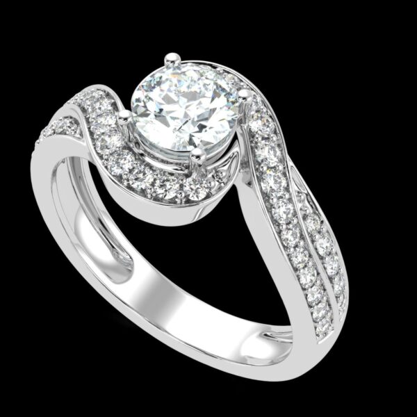 Spiral Style Diamond Ring Made In 18/14/10 KT Gold Embellished With Certified Lab Diamonds For Anniversary And Birthday Gift For Special One